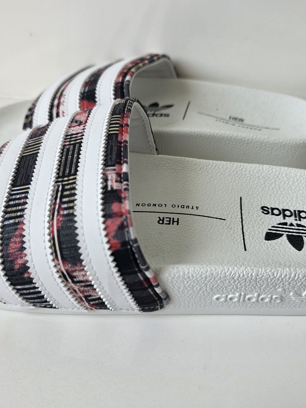 adidas x HER Studio London Adilette Checkered Plaid Slides Size 6 Preppy - Picture 2 of 3